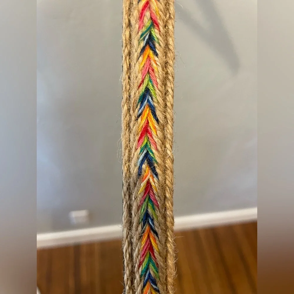 New Brown and Multicolor Woven Belt with Silver Buckle size L